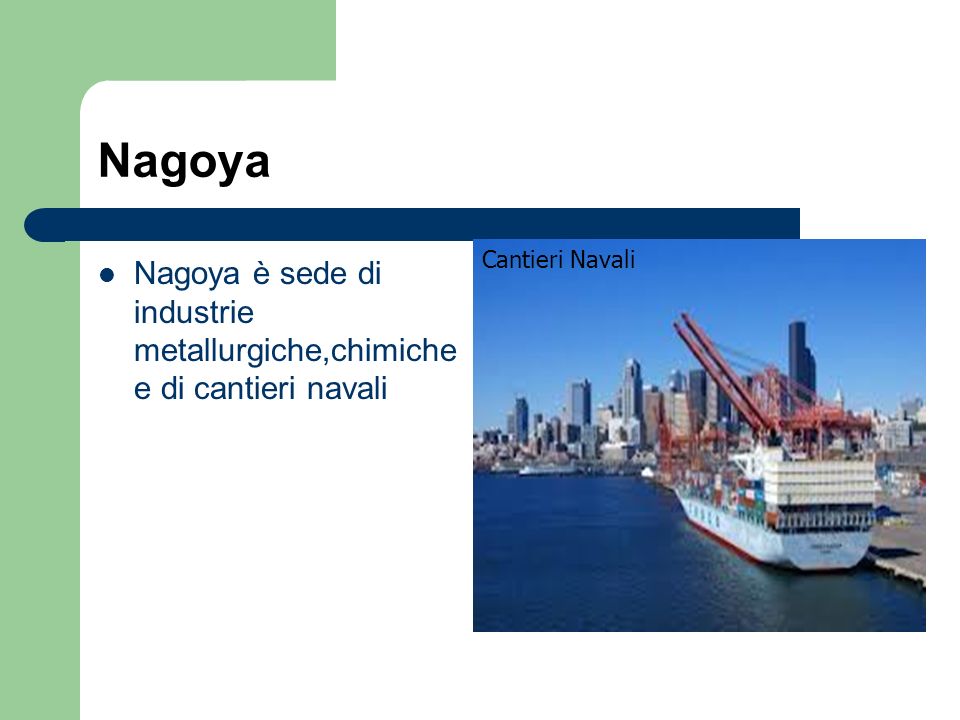 Nagoya Cantieri Navali Nagoya è sede di industrie metallurgiche,chimiche e di cantieri navali