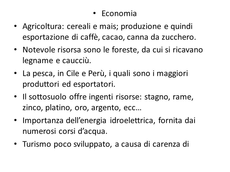 Economia Agricoltura: cereali e mais; produzione e quindi esportazione di caffè, cacao, canna da zucchero.