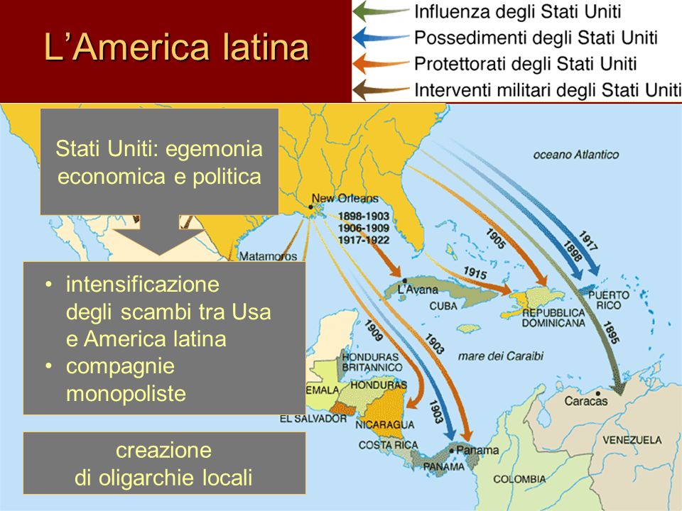 L’America latina Stati Uniti: egemonia economica e politica