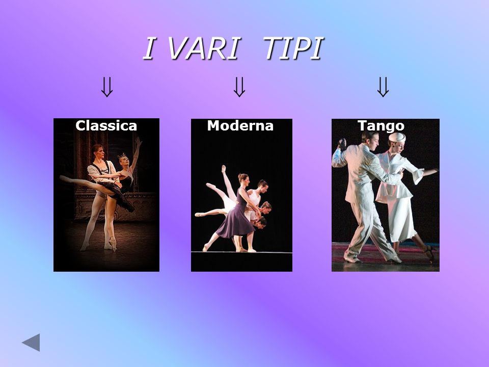 I VARI TIPI    Classica Moderna Tango.