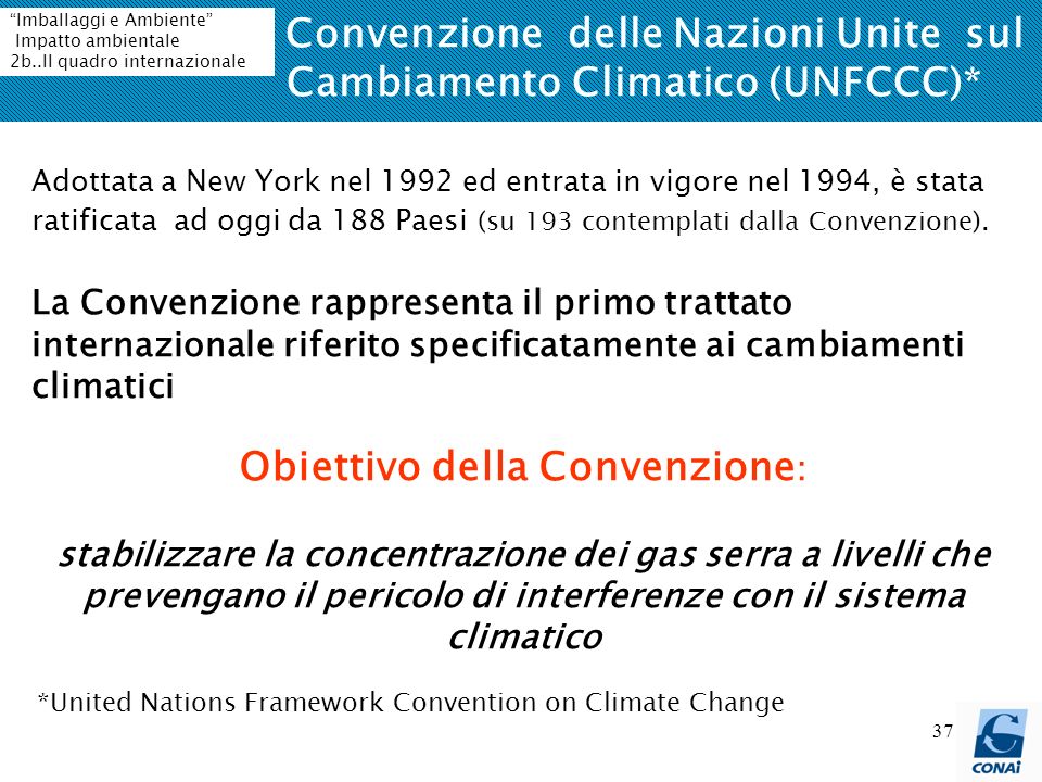 La Convenzione delle Nazioni Unite sul Cambiamento Climatico (UNFCCC)*