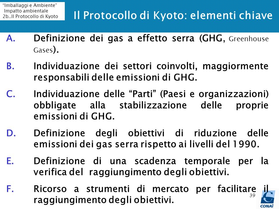 Il Protocollo di Kyoto: elementi chiave