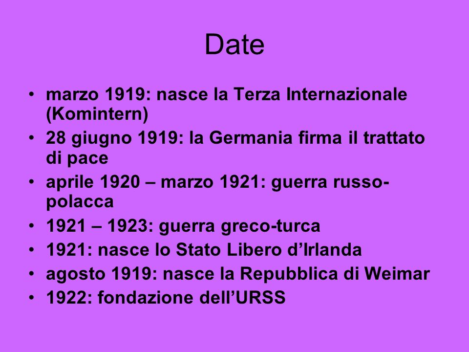 Date marzo 1919: nasce la Terza Internazionale (Komintern)