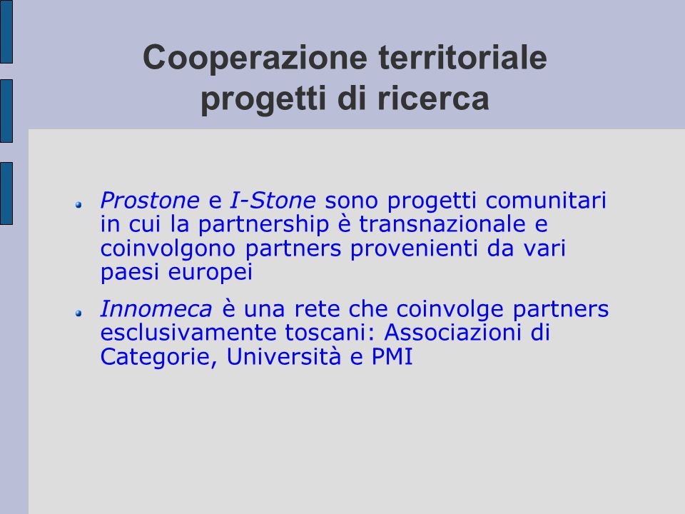 Cooperazione territoriale progetti di ricerca