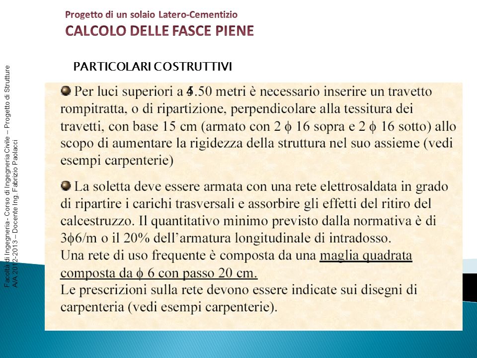 CALCOLO DELLE FASCE PIENE