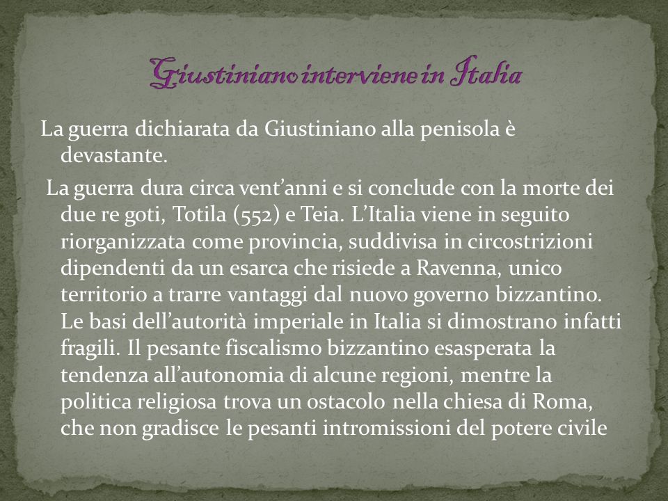 Giustiniano interviene in Italia