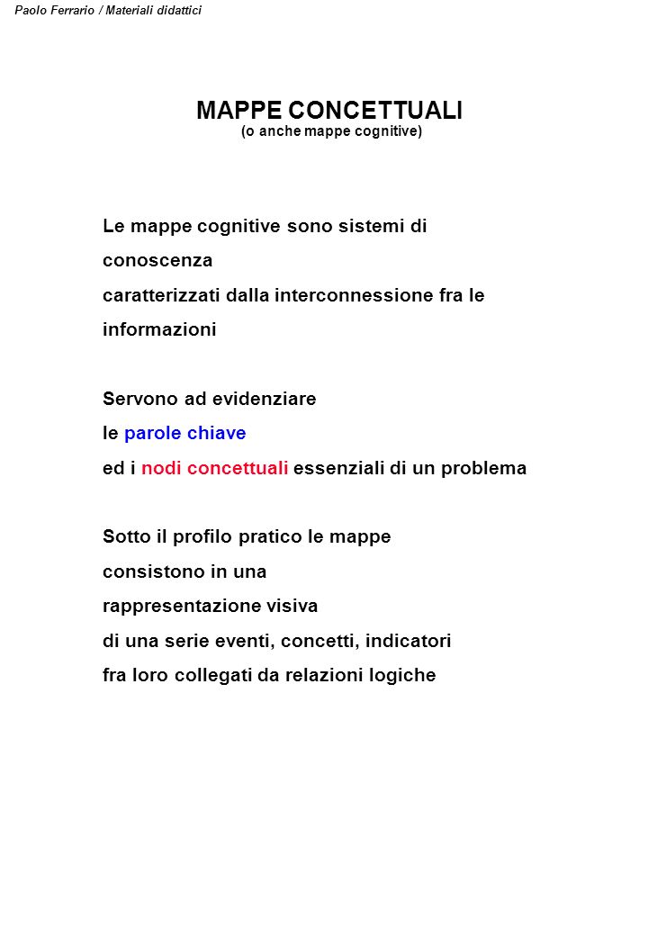 (o anche mappe cognitive)