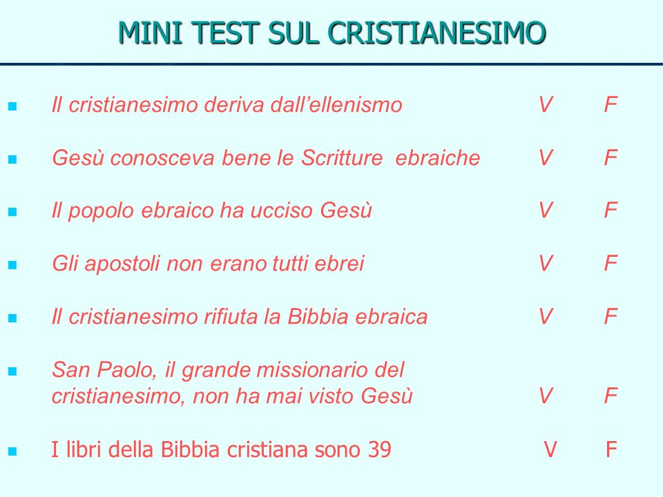 MINI TEST SUL CRISTIANESIMO