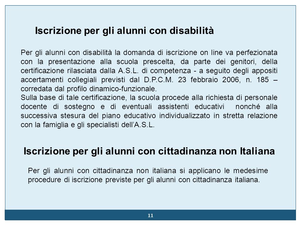 Iscrizione per gli alunni con cittadinanza non Italiana