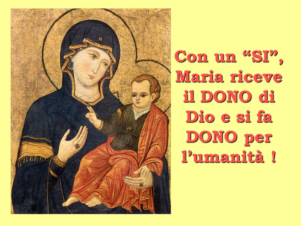 Con un SI , Maria riceve il DONO di Dio e si fa DONO per l’umanità !