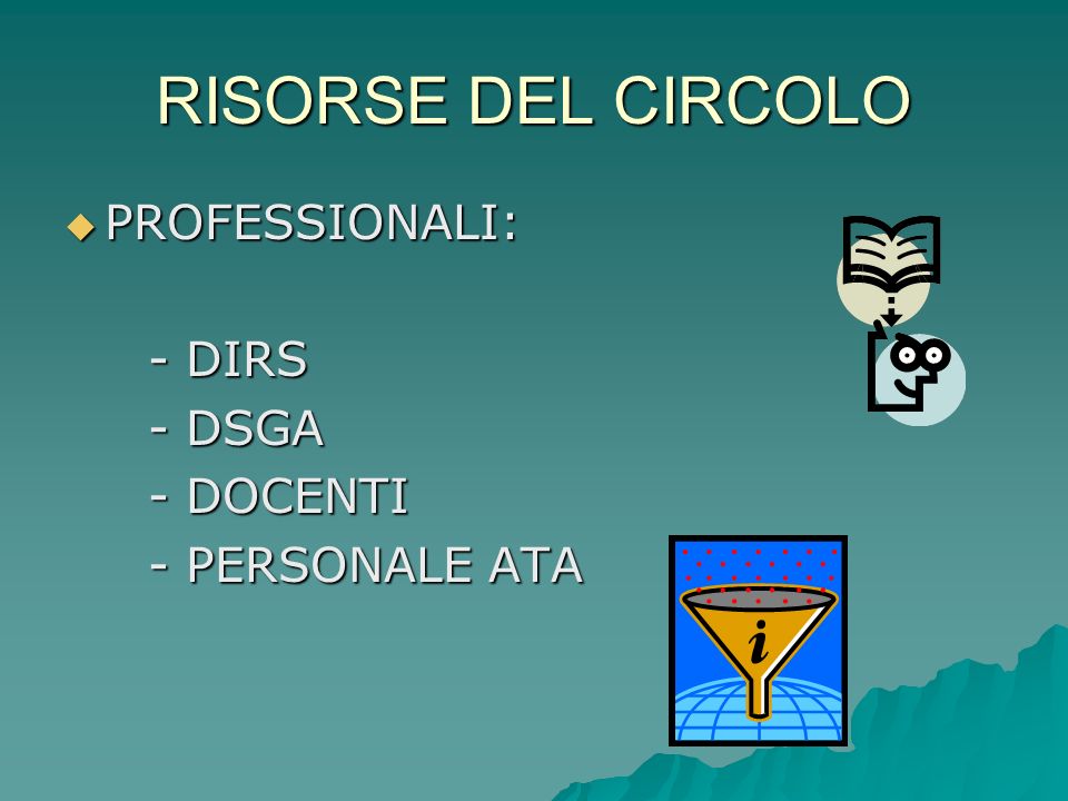 RISORSE DEL CIRCOLO PROFESSIONALI: - DIRS - DSGA - DOCENTI