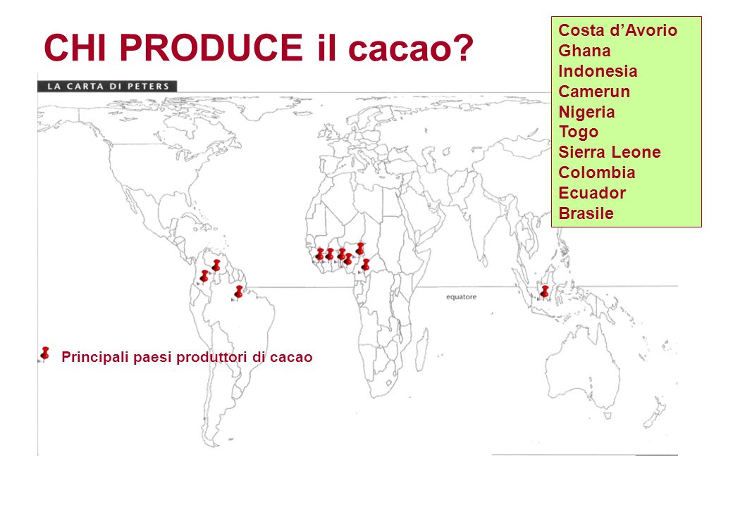 CHI PRODUCE il cacao Costa d’Avorio Ghana Indonesia Camerun Nigeria