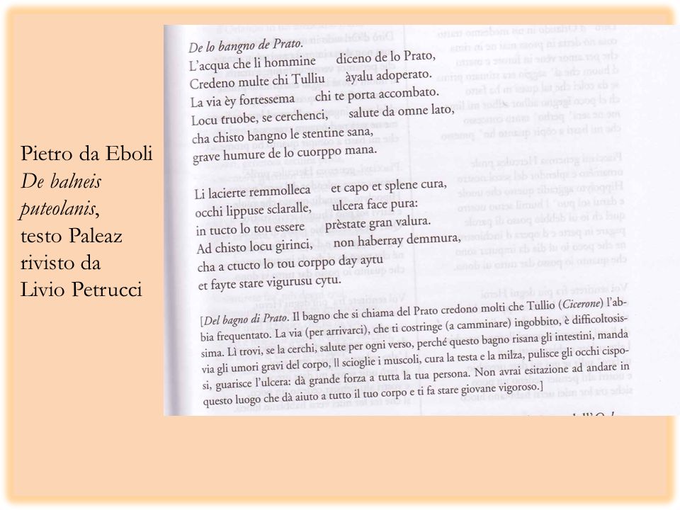 Pietro da Eboli De balneis puteolanis, testo Paleaz rivisto da Livio Petrucci