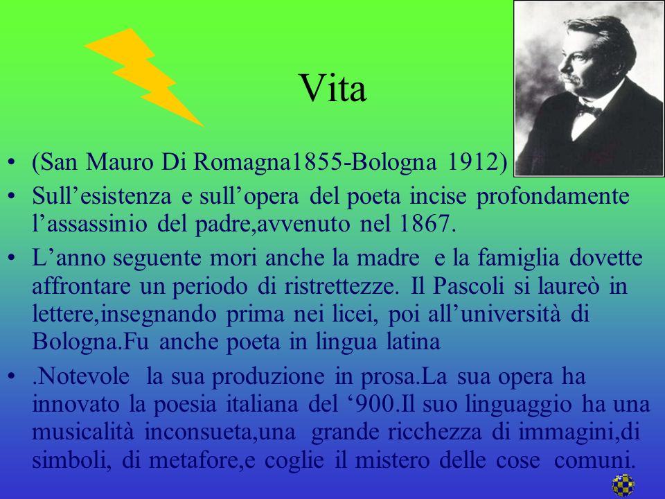 Vita (San Mauro Di Romagna1855-Bologna 1912) poeta.