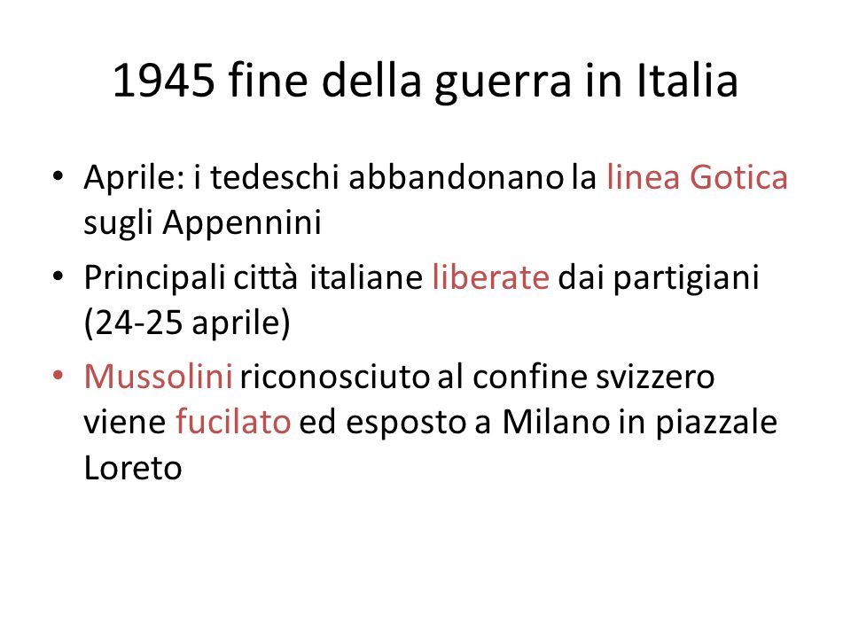 1945 fine della guerra in Italia