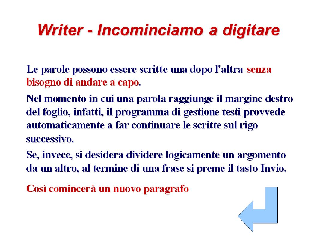 Writer - Incominciamo a digitare