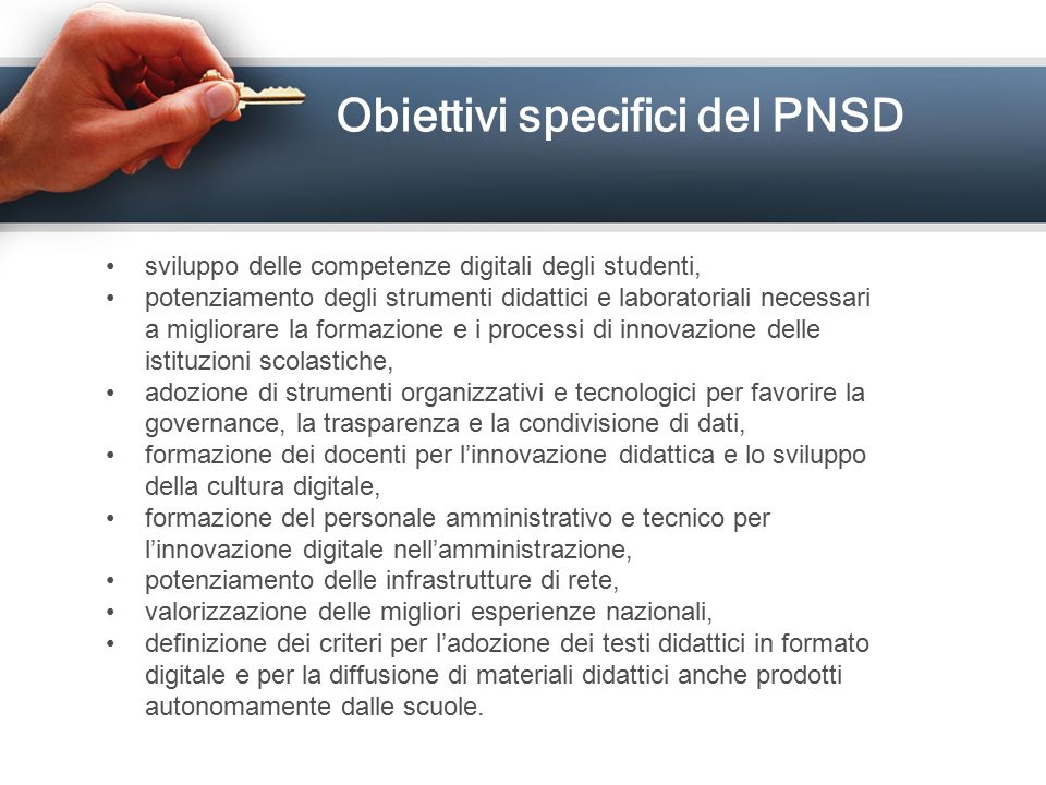 Obiettivi specifici del PNSD