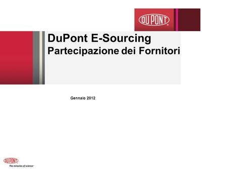 DuPont E-Sourcing Partecipazione dei Fornitori