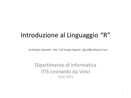 Dipartimento di Informatica ITIS Leonardo da Vinci Carpi 2011