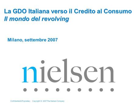 La GDO Italiana verso il Credito al Consumo Il mondo del revolving