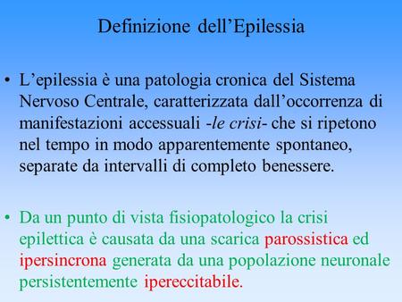 Definizione dell’Epilessia