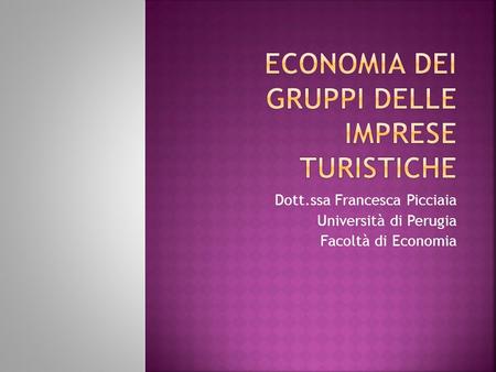 Economia dei gruppi delle imprese turistiche