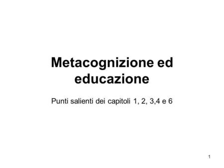 Metacognizione ed educazione