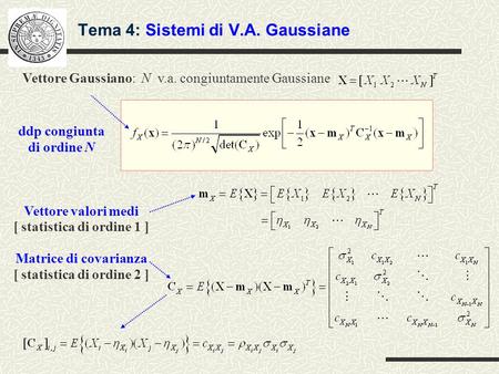 Tema 4: Sistemi di V.A. Gaussiane