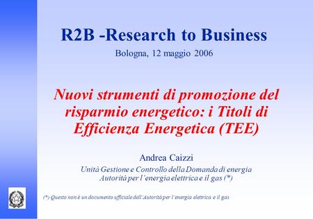 R2B -Research to Business Bologna, 12 maggio 2006