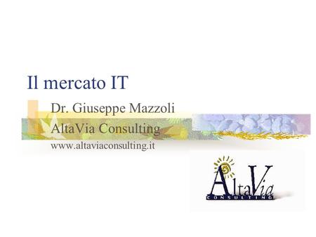 Dr. Giuseppe Mazzoli AltaVia Consulting
