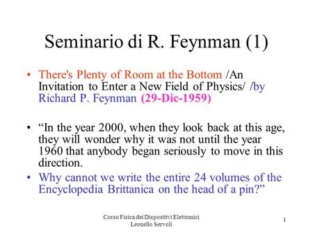 Seminario di R. Feynman (1)