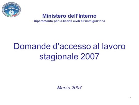 Domande d’accesso al lavoro stagionale 2007