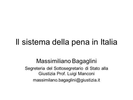 Il sistema della pena in Italia