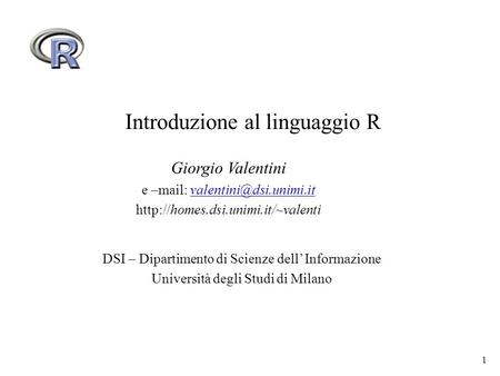 Introduzione al linguaggio R
