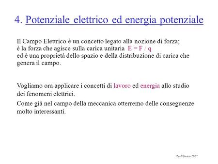 4. Potenziale elettrico ed energia potenziale