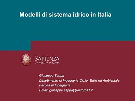 Modelli di sistema idrico in Italia