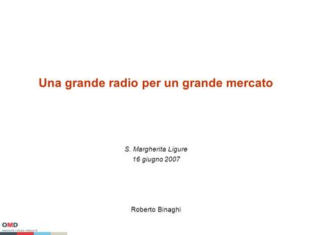 Una grande radio per un grande mercato S. Margherita Ligure 16 giugno 2007 Roberto Binaghi.