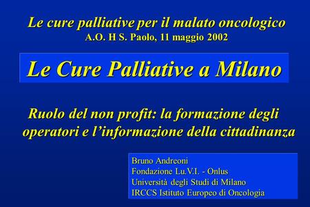 Le Cure Palliative a Milano