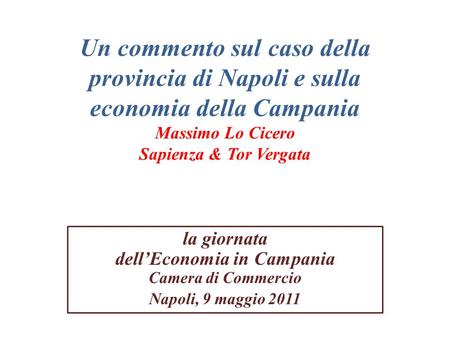 la giornata dell’Economia in Campania Camera di Commercio