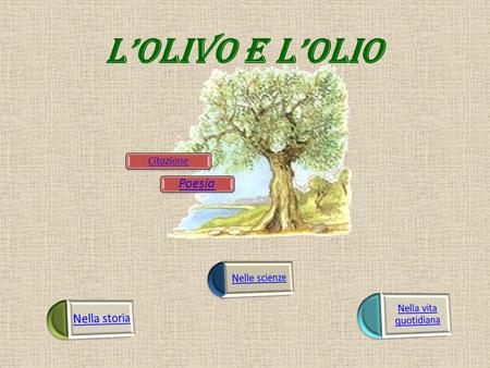 L’OLIVO E L’OLIO Poesia Nelle scienze Nella vita quotidiana Citazione