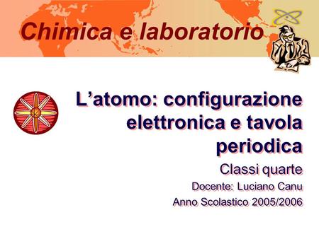 Chimica e laboratorio L’atomo: configurazione elettronica e tavola periodica Classi quarte Docente: Luciano Canu Anno Scolastico 2005/2006.