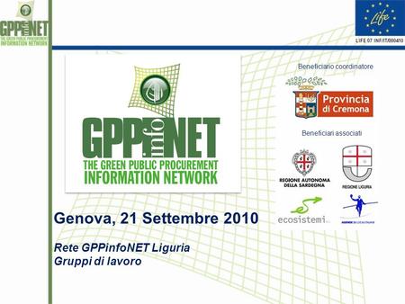 Genova, 21 Settembre 2010 Rete GPPinfoNET Liguria Gruppi di lavoro