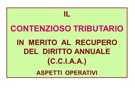 CONTENZIOSO TRIBUTARIO