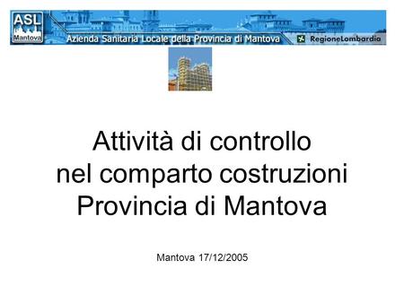 Attività di controllo nel comparto costruzioni Provincia di Mantova Mantova 17/12/2005.