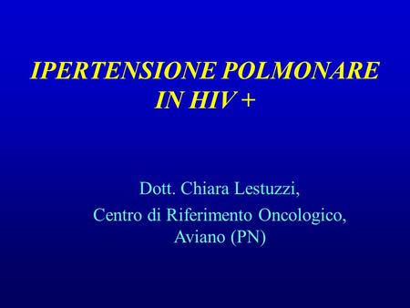 IPERTENSIONE POLMONARE IN HIV +