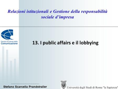 13. I public affairs e il lobbying