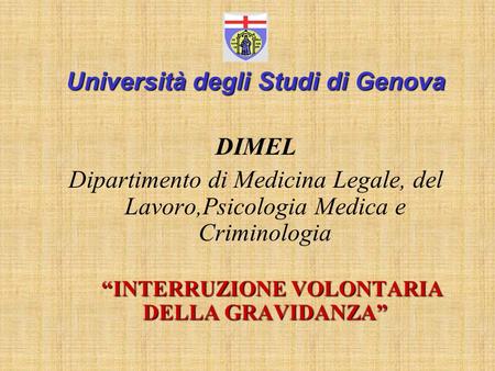 Università degli Studi di Genova DIMEL