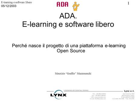ADA. E-learning e software libero