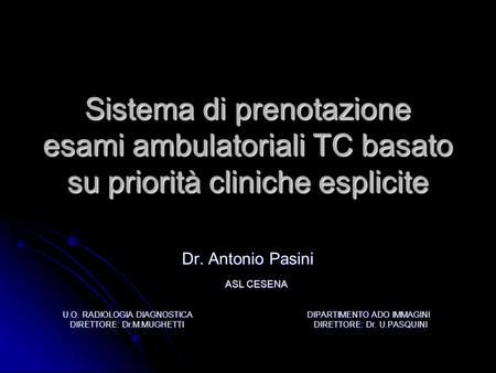 Dr. Antonio Pasini ASL CESENA