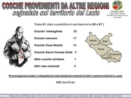 COSCHE PROVENIENTI DA ALTRE REGIONI segnalate sul territorio del Lazio